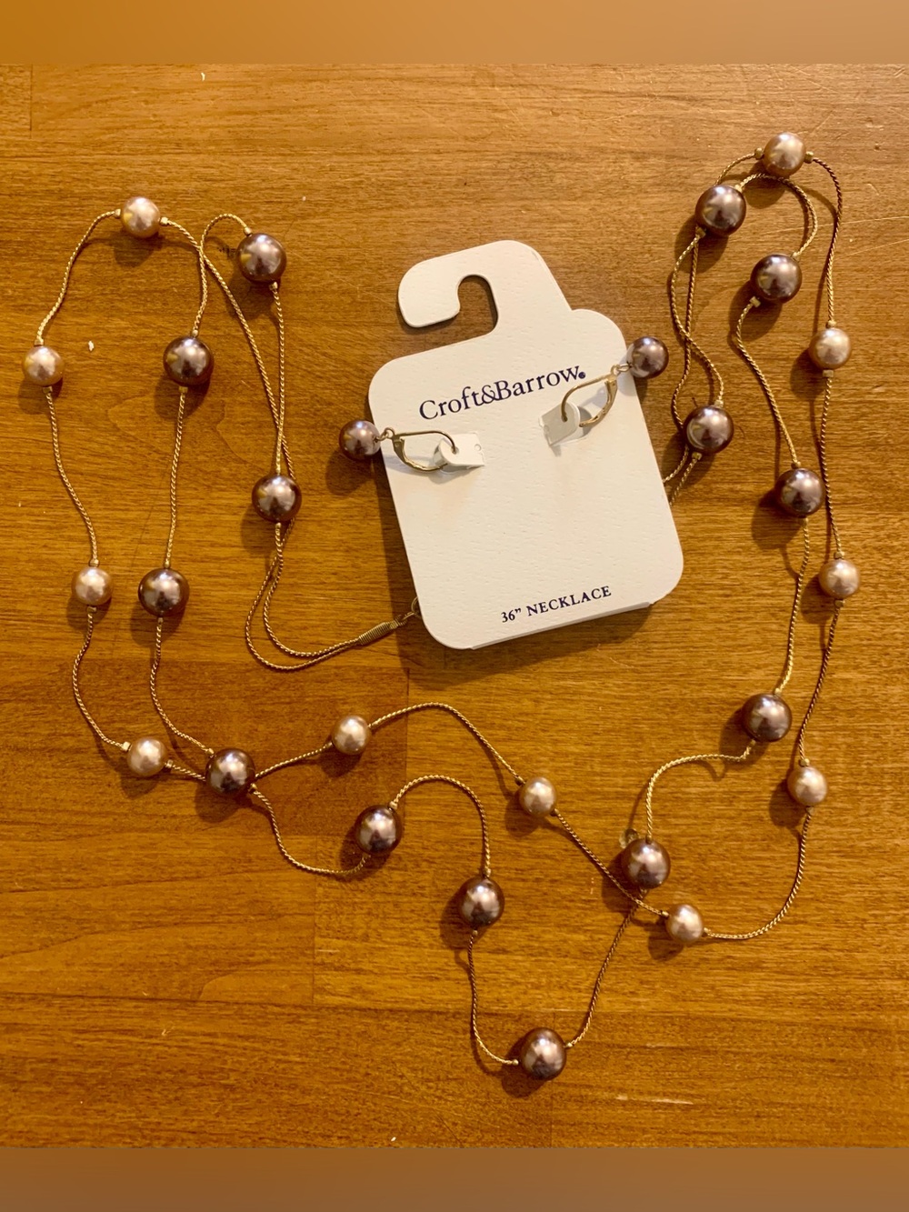 Croft & Barrow 36” faux pearl necklace and earring set